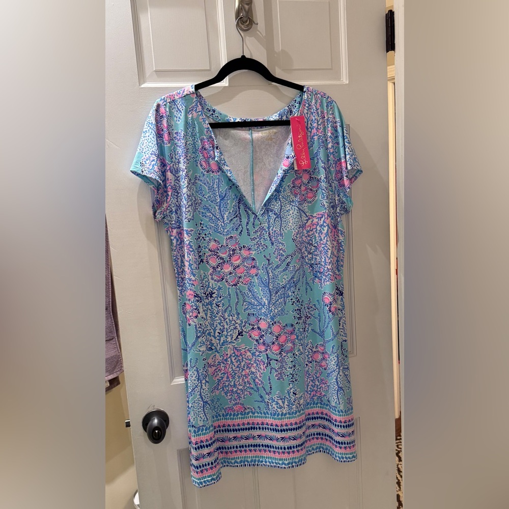 Lilly Pulitzer Floral Blue and Pink Women's Dress